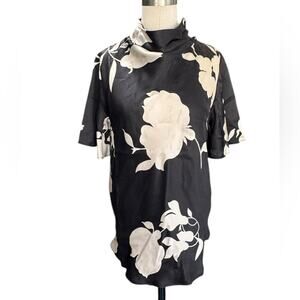 Ann Taylor Floral Silk Cowl Neck Flutter Sleeve Top Size Extra Small XS